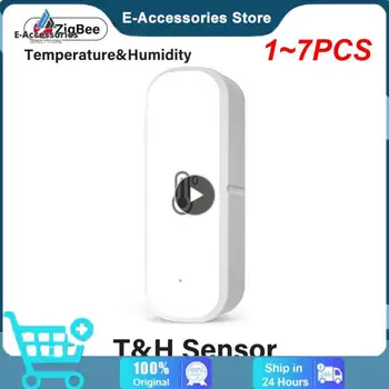1-7 шт. Датчик температуры и влажности Tuya ZigBee/WiFi, подключенный к дому термометр, совместимый с Smart Life Alexa Google Assistant