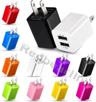 10шт Красочных двойных USB-портов 2.1A США США Розетки для домашнего зарядного устройства переменного тока для Iphone 6 7 8 X Xr Samsung Android phone mp3