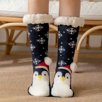 2023 Новые Милые Теплые носки Утепленные Плюс Хлопчатобумажные Зимние женские носки Рождественский Кавайный Чулок Рождественский подарок Забавный носок для домашней комнаты на полу