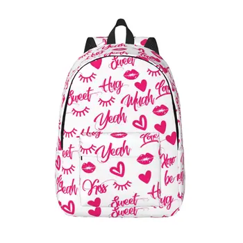 Pink Love Classic Базовый холщовый школьный рюкзак Повседневный рюкзак Офисный рюкзак для мужчин и женщин