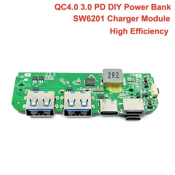 SW6201 USB Type-C QC 4.0 3.0 PD Плата быстрой Зарядки 5 В-12 В Модуль Быстрого Зарядного Устройства для Литий-ионной Батареи 18650 DIY Power bank