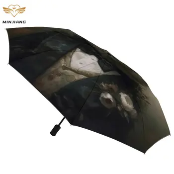 Автоматический зонт Panda 8 Ribs Mystic Gothic Black Coat Umbrella с защитой от ультрафиолета, легкие зонты для мужчин и женщин