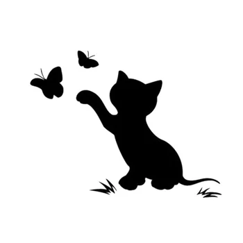 автомобильные наклейки 4шт, милые наклейки с кошками, белые и черные, настенная наклейка с изображением кошки, Развевающийся узор кошки для окна почтового ящика в автомобиле, Столешница