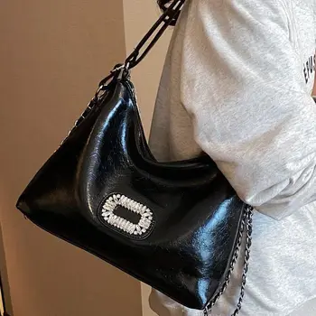 Брендовый Дизайнерский женский рюкзак из искусственной кожи с цепочкой и бриллиантами, большая школьная сумка для бродяг, дорожная сумка