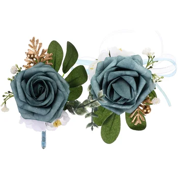 Букетик из цветов на запястье, свадебные украшения, эластичная шелковая ткань для жениха