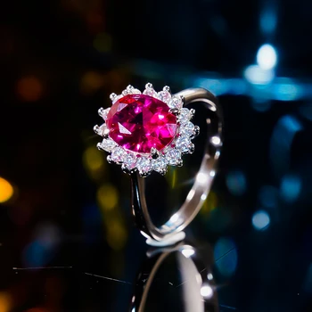 Винтажное Рубиновое Кольцо с Высокоуглеродистым Бриллиантом для Женщин из Стерлингового Серебра S925 Пробы с Платиновым Покрытием Fine Jewelry Gemstone Party Gift