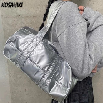 Винтажные Y2k Эстетичные Уличные сумки через плечо, Корейская модная Повседневная Спортивная сумка подмышками, универсальные Простые сумки-цилиндры, Женские сумки