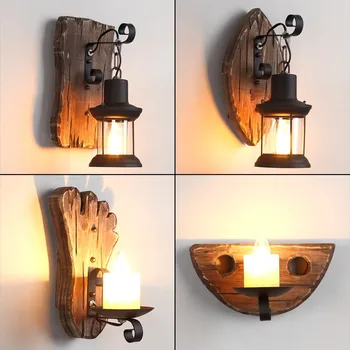 Винтажный декор для дома деревянный светодиодный настенный светильник промышленный светильник для кухни, лофта, бара, ресторана, ретро настенный деревянный светильник-бра
