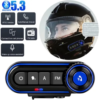 Гарнитура для мотоциклетного шлема Bluetooth 5.3 EDR, музыкальные наушники, водонепроницаемое шумоподавление, IP67, автоответчик, голосовой ассистент, FM-радио
