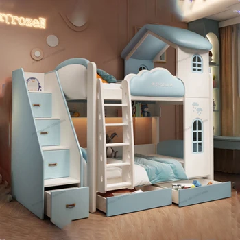 двухъярусная кровать одинаковой ширины, кровать для сестры и брата, детская кровать, многофункциональная кровать с отверстием в дереве, высокая и низкая кровать вверх и вниз, магазинная моль