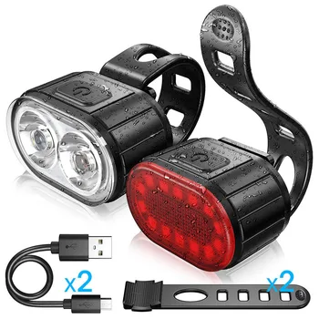 Комплект передних и задних фонарей для велоспорта, USB-зарядка для велосипеда, свет фар MTB, водонепроницаемые задние фонари, Аксессуары для велосипеда