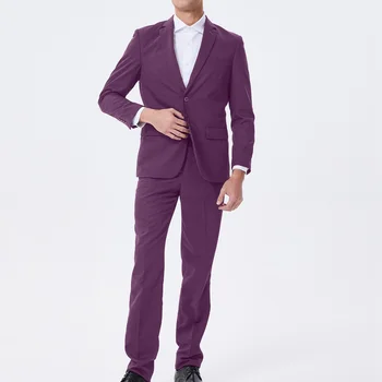Костюмы для мужчин Повседневный блейзер Прямые брюки Профессиональный пиджак с лацканами и брючный костюм Приталенный однотонный деловой деловой костюм