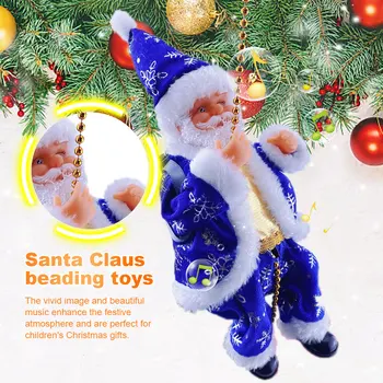Кукла Санта-Клауса, взбирающаяся по лестнице с музыкой, игрушка для Рождественской елки, легко монтируемая, Подвесные украшения Санта-Клауса, украшения для детей