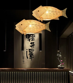 Магазин Креативной Рыбы Японские Суши Юго-Восточная Азия бамбуковый Подвесной Светильник Карп Фонарь Новый Китайский Ресторан Люстра Кофе