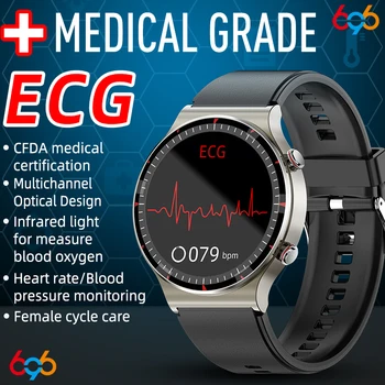 Медицинский монитор здоровья ECG PPG Смарт-часы Мужские женские Многоканальные оптические Смарт-часы с температурой тела и кровяным давлением SpO2