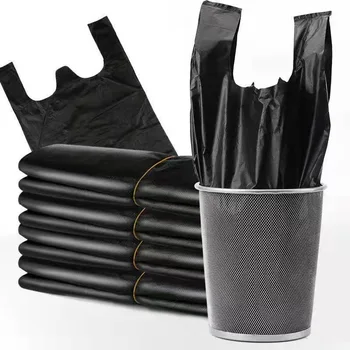 Мешок для мусора Мешок для мусора Edtra Большая Бытовая Утолщенная сумка Пластиковый пакет Плоский Черный Большой Жилет Пластиковый Пакет Оптом