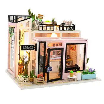 Мини-кукольный домик своими руками, креативный миниатюрный Почасовой световой кабинет ручной работы