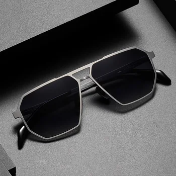Мужские брендовые дизайнерские классические поляризованные солнцезащитные очки в титановой большой квадратной оправе, женские солнцезащитные очки с градиентными линзами Uv400 в авиационном стиле
