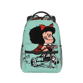 На велосипеде наслаждается жизнью Рюкзаки повседневные портативные сумки Аниме Mafalda Школьная сумка Подарки для студентов