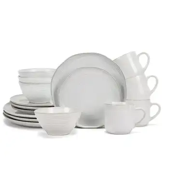 Набор посуды из глазурованной керамики, 16 предметов - сервиз на 4 персоны, классический белый