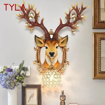 Настенный светильник TYLA Modern Deer LED Creative Interior из смолы, бра для домашнего декора гостиной и коридора