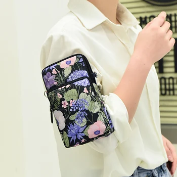 Новая женская сумка для мобильного телефона через плечо с большим экраном, ткань Оксфорд, однотонный кошелек с принтом на запястье матери