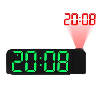 Режим Отключения будильника 180 ° Вращение проекции памяти настольных часов Цифровые Ночные Электронные Настенные часы для спальни
