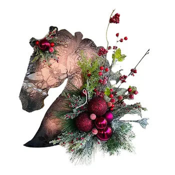 Рождественская Деревянная Дверная вешалка для головы лошади для выездки, Рождественская Настенная Вешалка для головы лошади для выездки, Рождественская Настенная Вешалка для Дня Благодарения