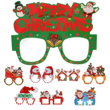 Рождественские очки, Рождественские рамки, Реквизит для фотосессии, Бумажные подарки, принадлежности для вечеринок, Декор
