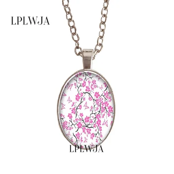 Розовое ожерелье с мелким цветком, ювелирные изделия из стеклянного кабошона, Подвеска в простом стиле, Шарм, Женская мода, подарок ручной работы