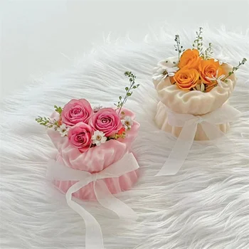 Романтический букет Цветов Силиконовая Форма для свечей DIY Букет из тюльпанов в форме сердца Изготовление мыльной смолы Декор Шоколадного торта Подарок на День свадьбы