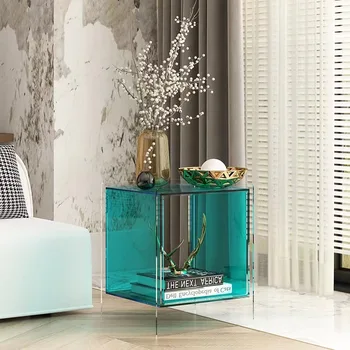 Роскошные мобильные комоды в минималистичном скандинавском стиле, акриловые Современные комоды, Прикроватный столик, стеллаж для хранения, Гостиная, Прозрачный диван, край стола