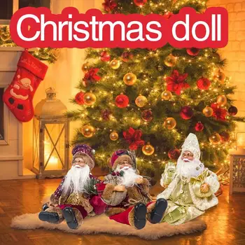 С Рождеством, Санта-Клаус, Сидящая кукла, Тканевая Рождественская кукла, Рождественское украшение, детская кукла, детский подарок для украшения дома