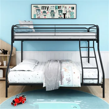 Сверхпрочная двухъярусная кровать Twin Поверх цельнометаллической, простая сборка С усиленным ограждением верхнего уровня, Прочная мебель для спальни