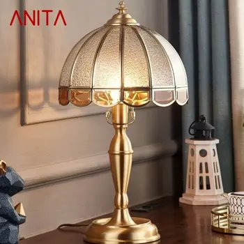 Современная латунная настольная лампа ANITA, светодиодная винтажная креативная Золотая Роскошная Стеклянная Медная настольная лампа для дома, гостиной, кабинета, спальни
