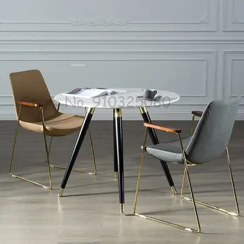 Современный кожаный обеденный стул для домашней мебели для столовой, Обеденные стулья, кухонный стул с креативной спинкой для маленькой квартиры