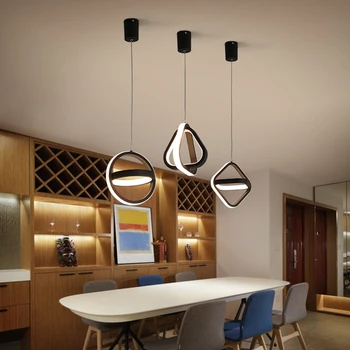 Современный светодиодный подвесной светильник, черно-белая креативная люстра, подвесной светильник для столовой, кухонный прикроватный светильник, подвесной светильник для спальни