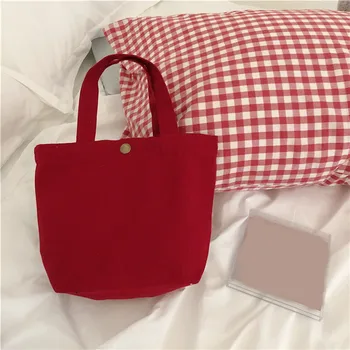 Сумки, однотонная холщовая сумка для ланча ярких цветов, модная портативная маленькая сумка для ланча с медной пряжкой