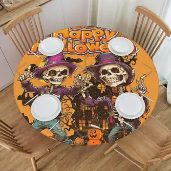 Счастливого Хэллоуина, винтажные скелеты 2023, круглая скатерть для стола, жиронепроницаемый декор для стола, отличный подарок