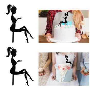Топпер для кексов Lady Girl, Топпер для кексов на высоких каблуках, Черный Топпер для тортов, Варианты для десертного торта на день рождения, Свадебный десертный кекс