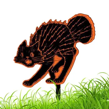 Украшение сада Черной кошкой, акриловое украшение для сада, Износостойкое украшение Черной кошкой, Акриловый декор для двора на открытом воздухе