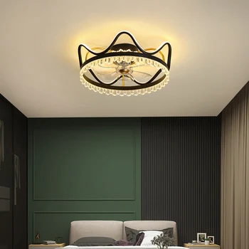 Художественная светодиодная люстра, подвесной вентилятор со светом, современная комната без лопастей, спальня с дистанционным управлением.