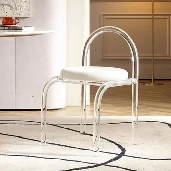 Шестицветное Хрустальное кресло для макияжа Современная Акриловая мебель Уникальный обеденный стул для отдыха Прозрачные предметы домашнего обихода для салона красоты